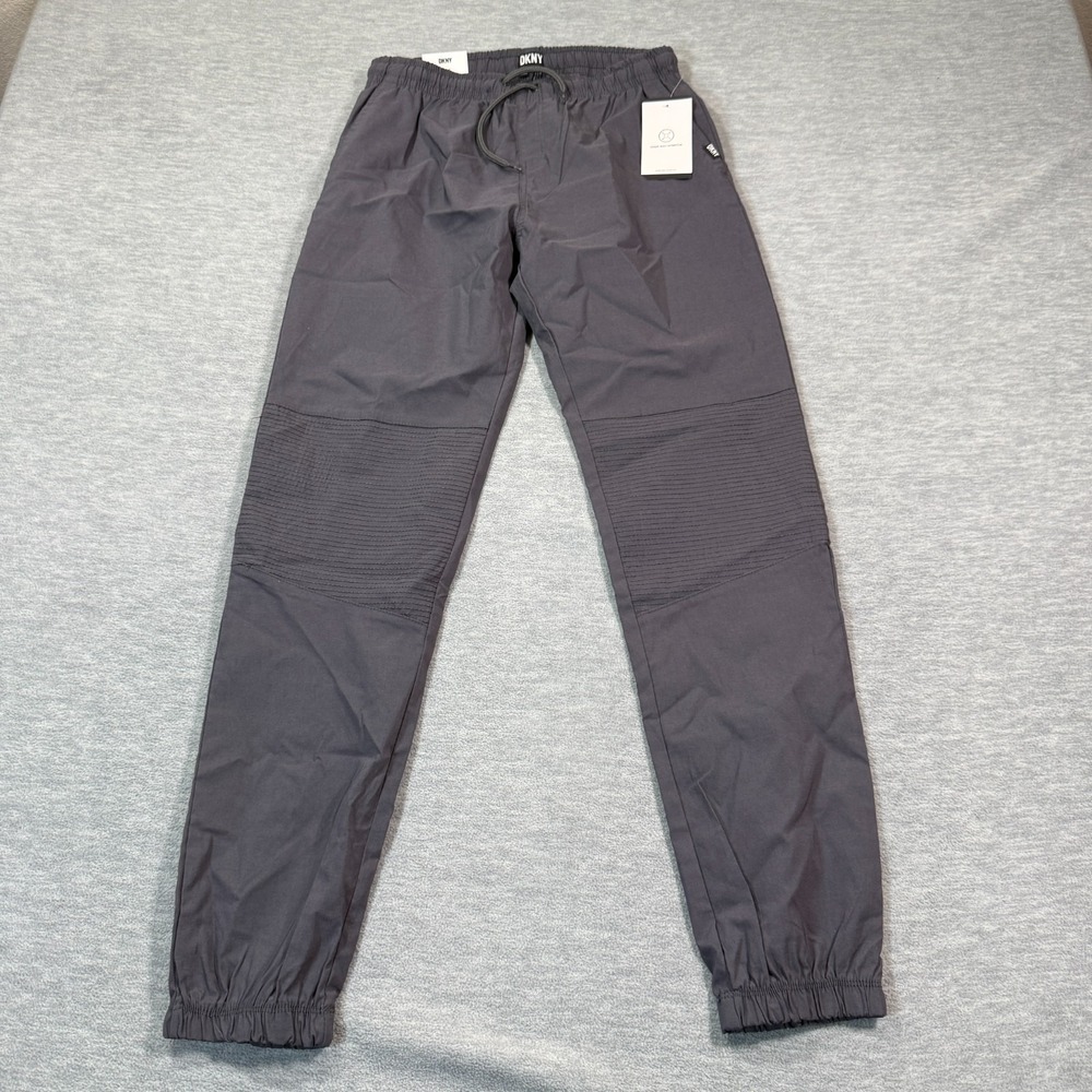 DKNY Joggers Boys XL 18/20 Gray Moto Biker Stretch Pull On Athletic Pants